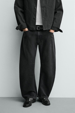 ZARA ДЖИНСЫ RELAXED BARREL FIT, УГОЛЬНЫЙ