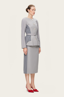 Серая юбка-карандаш с лампасами "Симона 2"