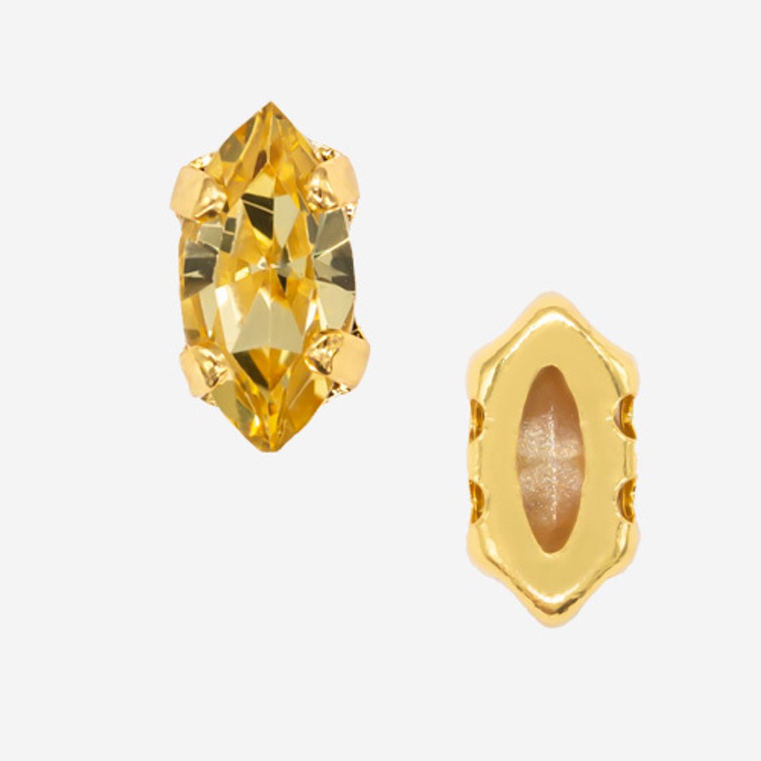 Кристалл Маркиз (Marquise Fancy Stone) в цапах, оттенок "Light Topaz", 8*4мм, позолота