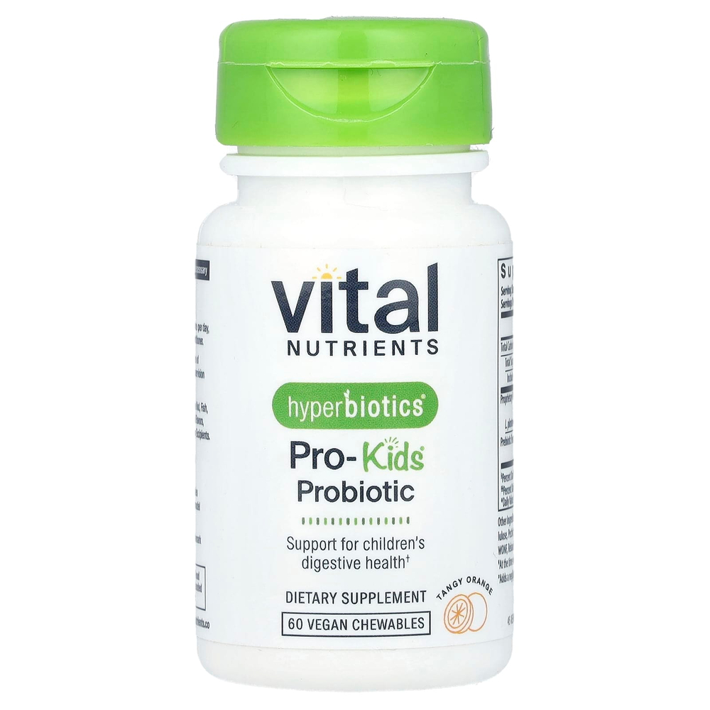 Vital Nutrients, Hyperbiotics®, пробиотик Pro-Kids®, пикантный апельсин, 60 веганских жевательных таблеток