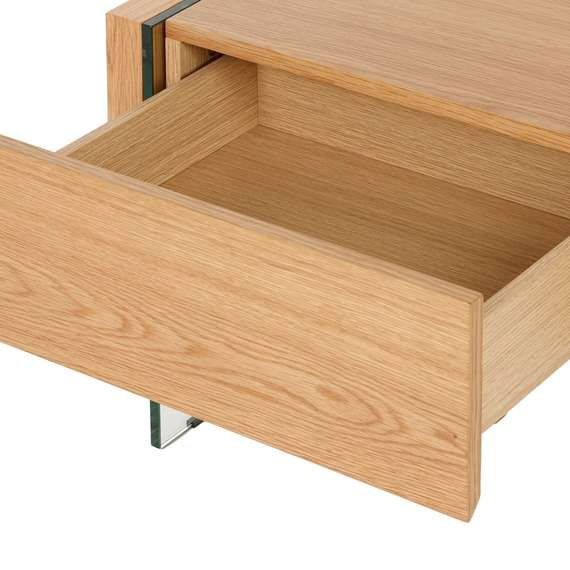 Прикроватная тумба Somerset 58x40 см, шпон дуба, стеклянные ножки