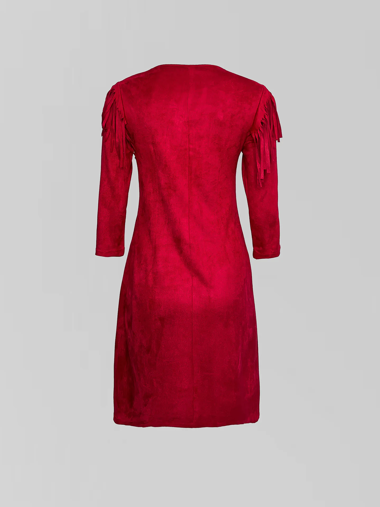 Платье Isabel 651 однотонное замшевое с бахромой на рукавах
