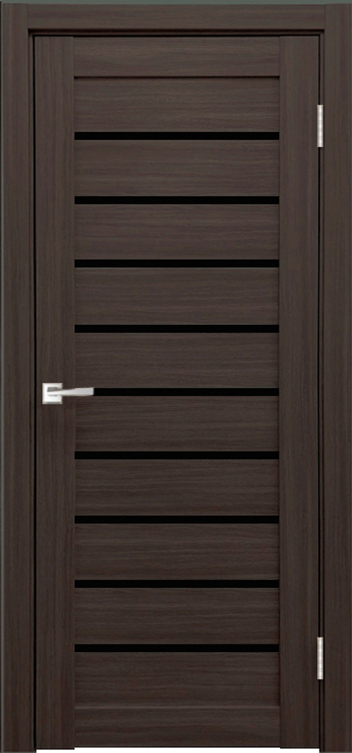 Межкомнатная дверь Велюкс 1 Ясень грей / Цвет тон Грей / Остекление "Лакобель черное" / Двери Верда