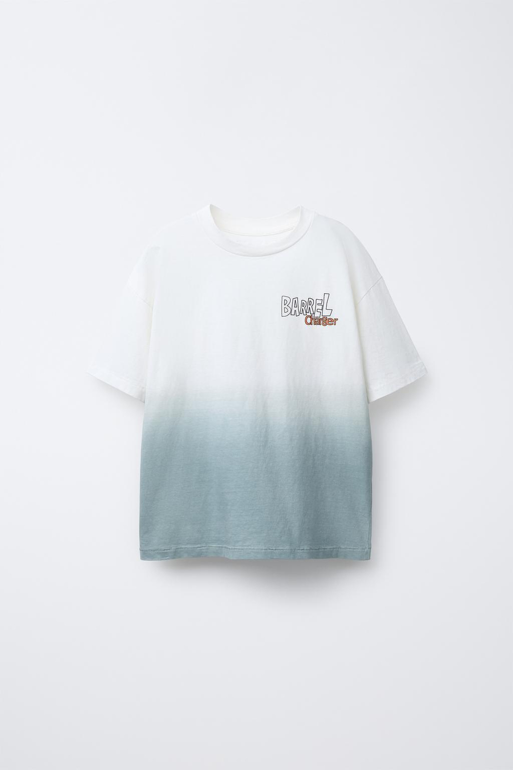 ZARA ФУТБОЛКА С НАДПИСЬЮ И ПРИНТОМ ТАЙ-ДАЙ, НЕБЕСНО-ГОЛУБОЙ