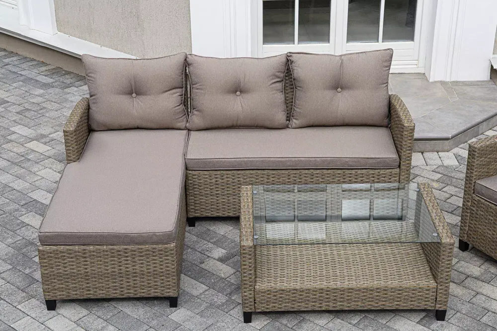 "Атланта" лаунж-зона из искусственного ротанга, цвет соломенный