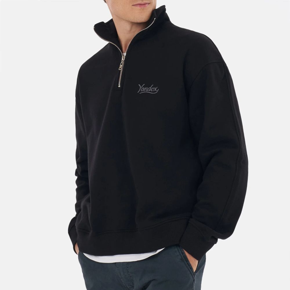 Купить Толстовка Яндекс с молнией у горла черная Толстовка Яндекс с молнией у горла черная