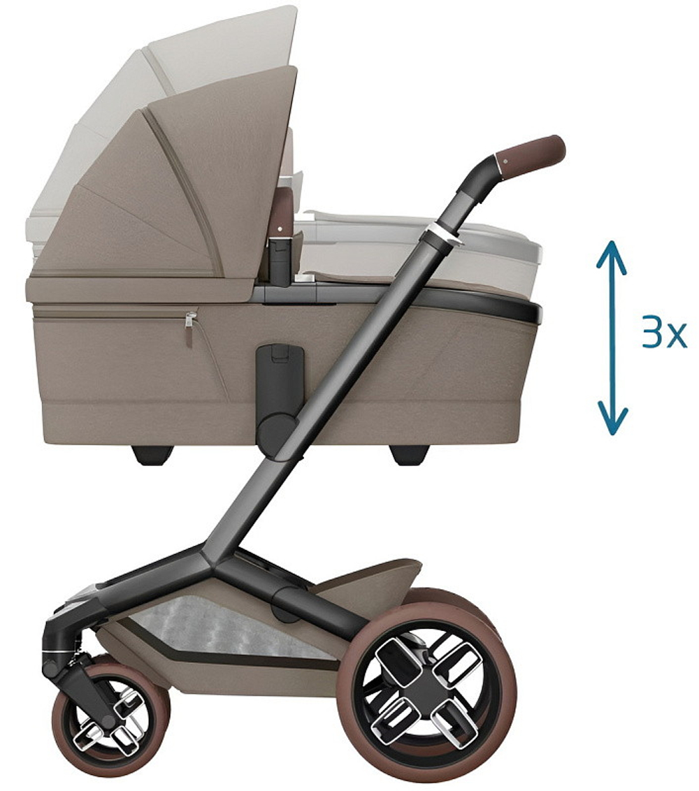 Детская коляска Maxi-Cosi Fame 3 в 1 с автокреслом CabrioFix Essential black Twillic Truffle/Трюфель(беж)