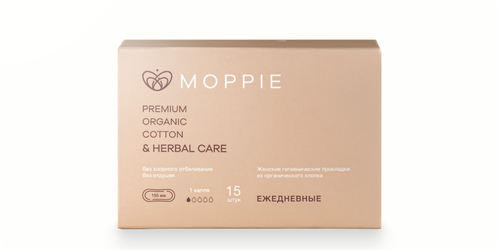 Прокладки ежедневные Moppie herbal care 15 шт (розовые)