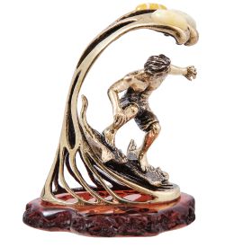 Народные промыслы AM- 608 Фигурка «Серфинг на скатах» (латунь, янтарь)