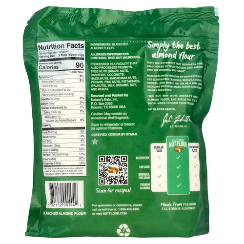 Nature's Eats, The Original Nut Flour ™, миндаль, 454 г (16 унций)