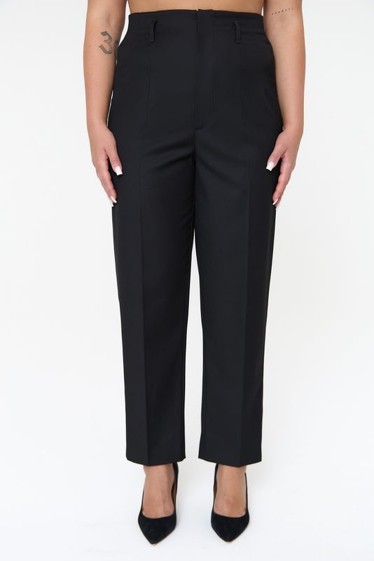 Брюки с лампасами из атласа, черный