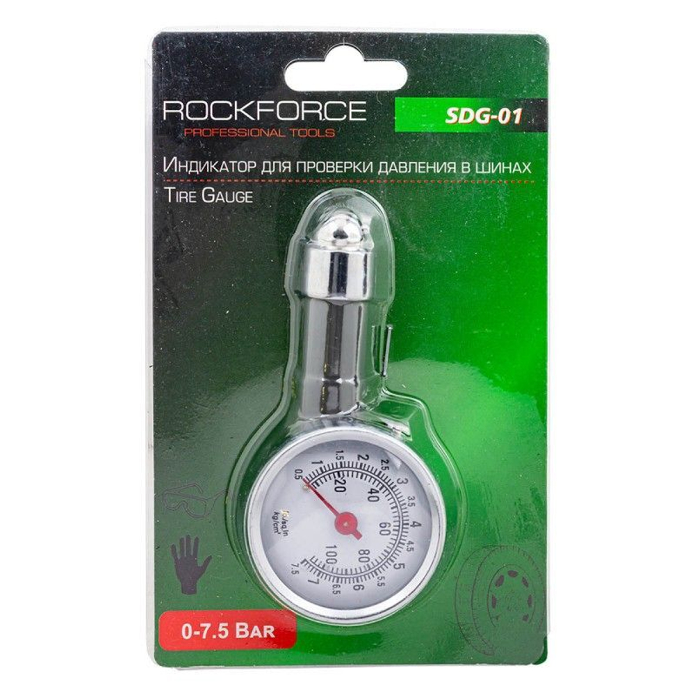 Манометр для шин 0-7,5 Bar RockForce