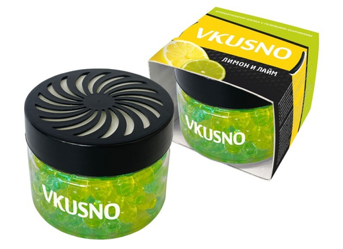 Ароматизатор на панель с гелевыми шариками  Vkusno  Лимон и лайм (AZARD)