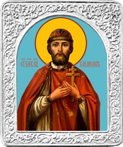 Святой Владислав. Маленькая икона в серебряной раме