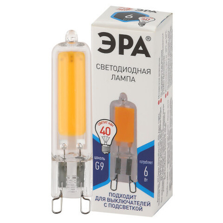 Лампочка светодиодная ЭРА STD LED JCD-6W-GL-840-G9 G9 6Вт капсула нейтральный белый свет