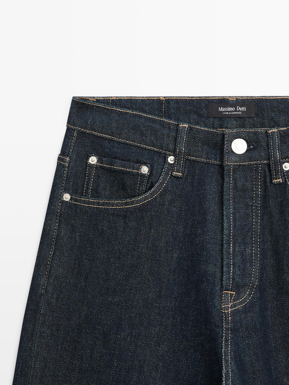Massimo Dutti Джинсы прямого кроя с высокой талией, темно-синий
