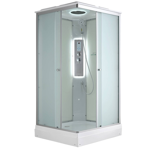 Душевая кабина AvaCan (АваКан) CK2080LED с низким поддоном, с ГМ, с электрикой и LED освещением, 80х80х215