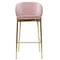 Барный стул Coral, 76 см, розовый велюр с золотыми ножками