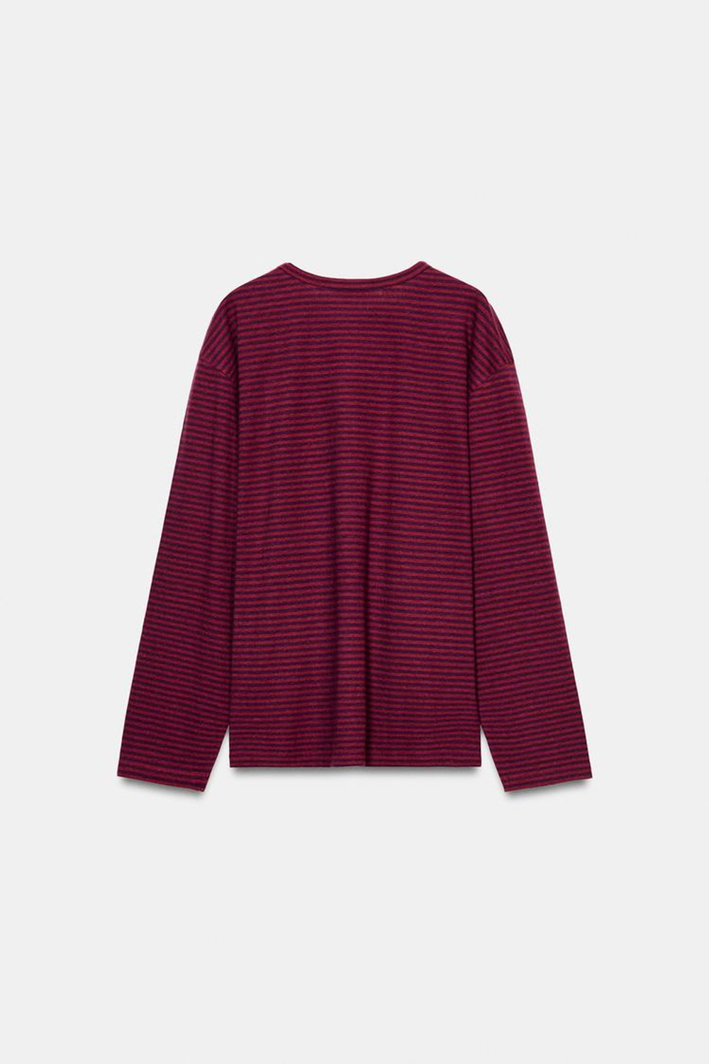 ZARA ФУТБОЛКА ИЗ ХЛОПКА И ЛЬНА В ПОЛОСКУ, ОТТЕНКИ ФИОЛЕТОВОГО