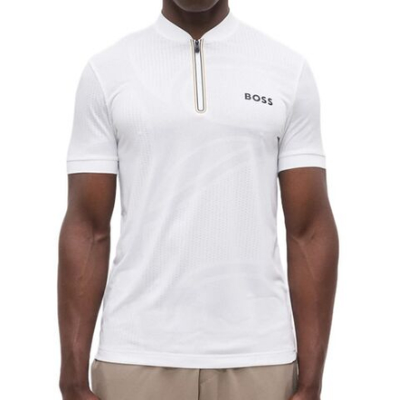 Теннисное поло BOSS TOC Serve 3 Zip - white