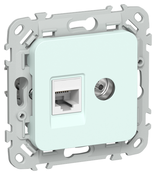 FLITE Розетка 2-местная RJ45/TV категория 5Е UTP РКТВ5е-2-0-ФлХЛ холодный лед IEK