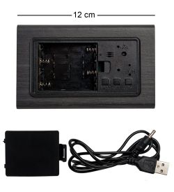 ЯЛ-07-07/ 3 Часы электронные треуг.сред. (чёрное дерево с синей подсветкой)