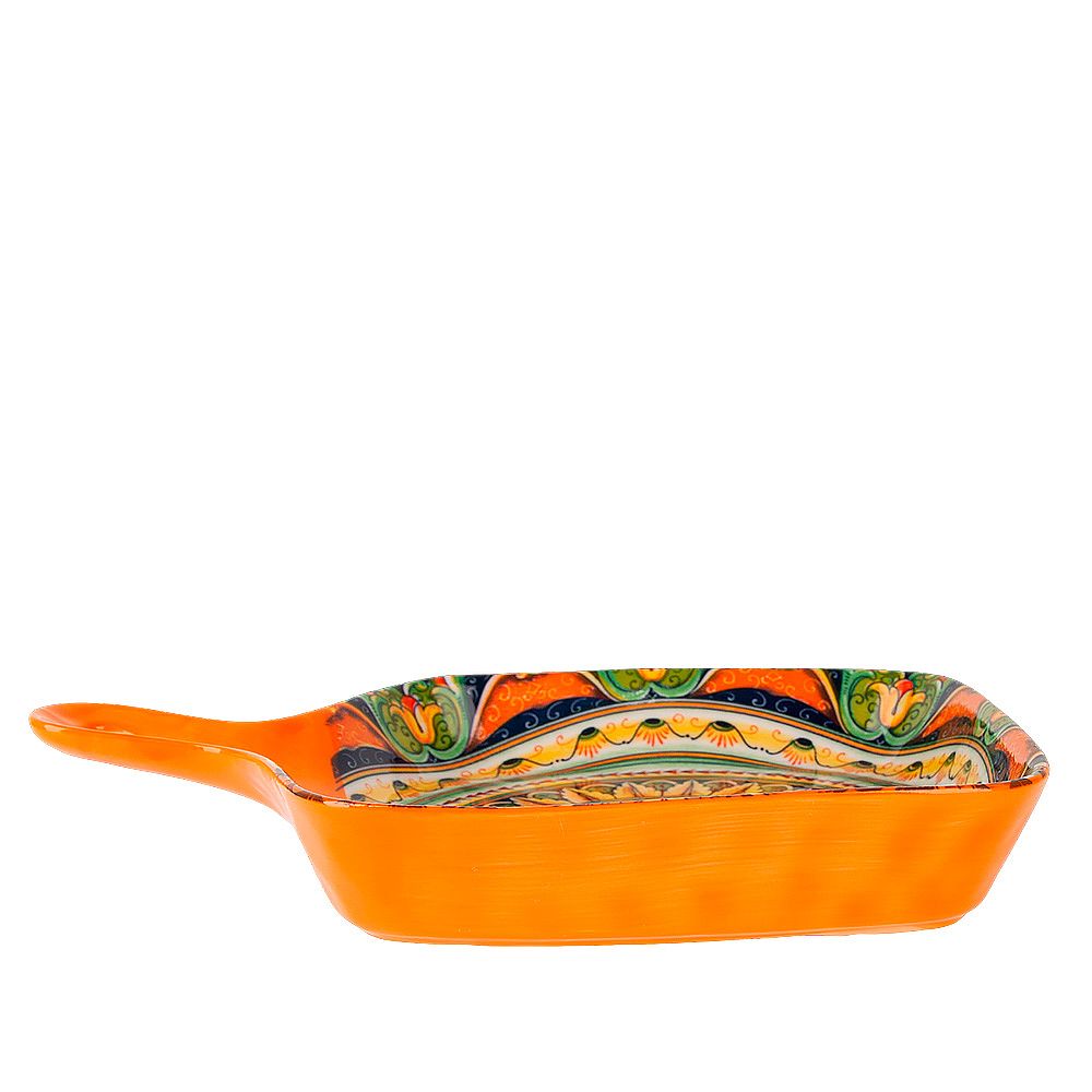 Блюдо с ручкой "Arabesque" (оранжевый) 23х14,5см (min9) (транспортная упаковка)