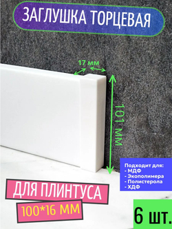 Заглушка торцевая для плинтуса 16*80 мм (пластиковая, 2 шт.)