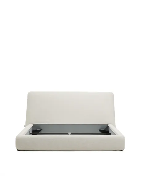 Кровать Martina со съемным чехлом из шенилла цвета экрю 160 x 200