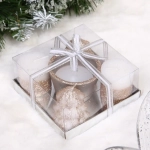 Свечи новогодние «Лесной микс» 11.5*11.5*5см (набор 5шт), Шампань