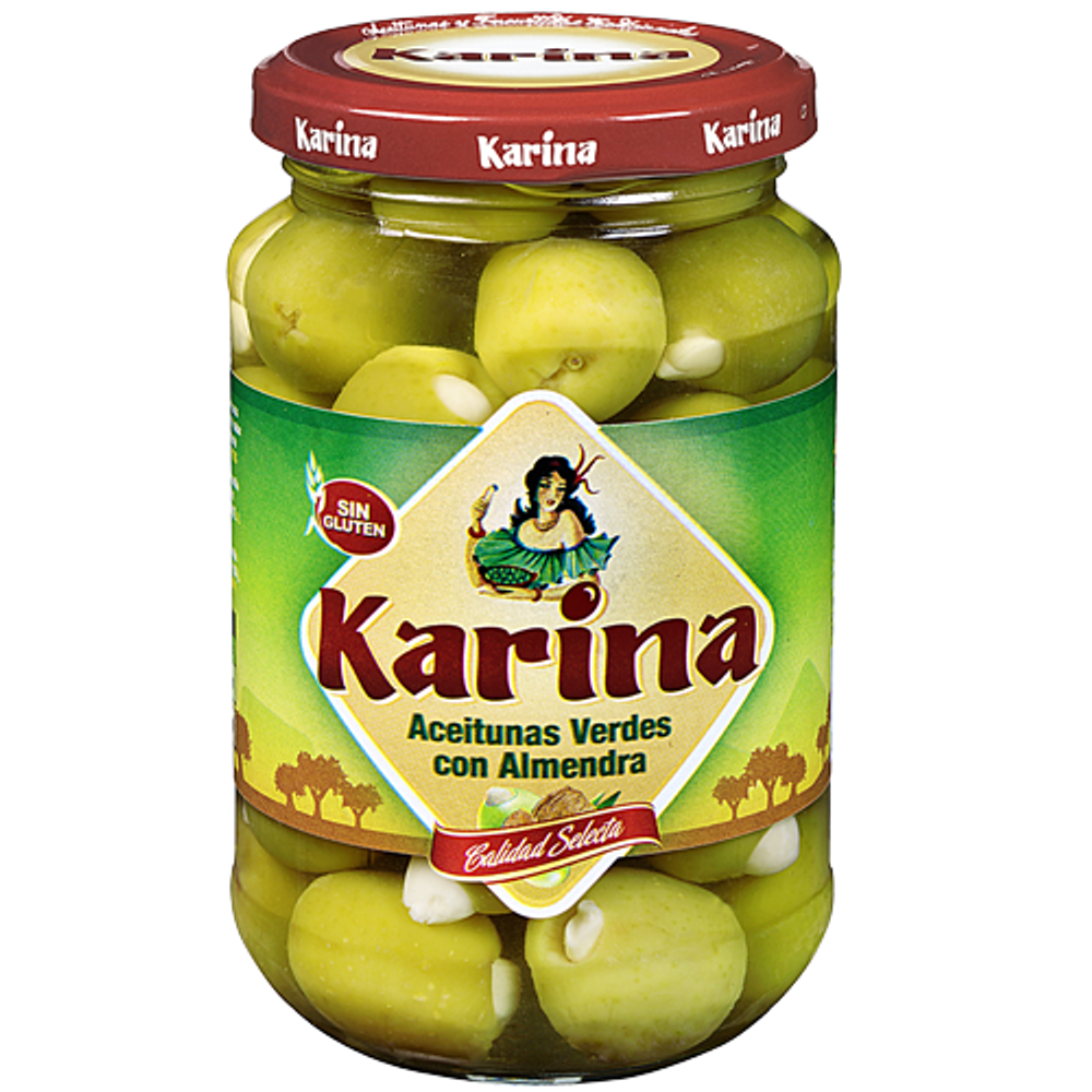 ОЛИВКИ С МИНДАЛЕМ KARINA СТЕКЛЯННАЯ БАНКА 350г