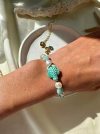 Браслет Черепашка из жемчуга и амазонита