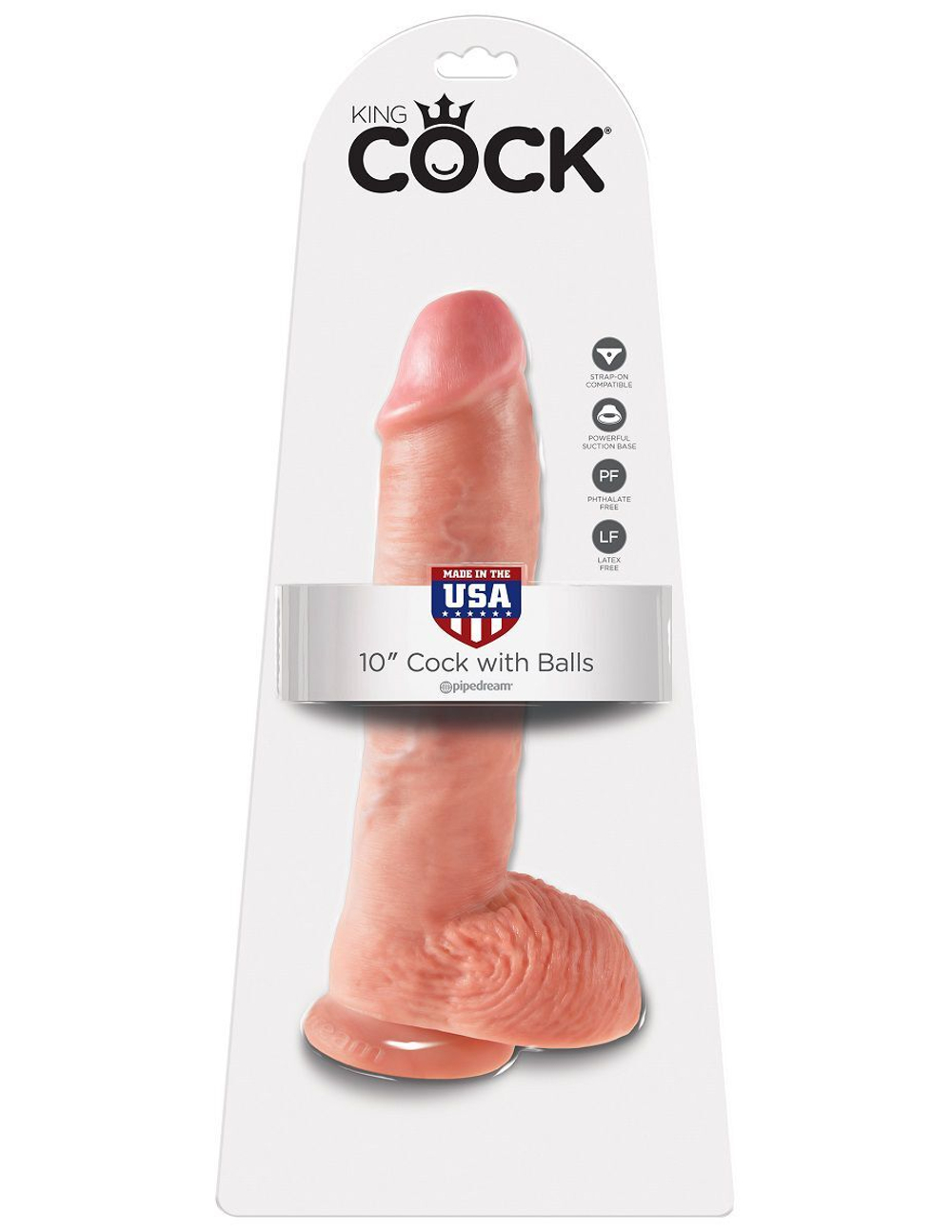 Большой фаллоимитатор с мошонкой 10 Cock with Balls на присоске - 25,4 см. (Цвет: телесный)