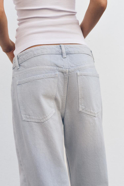 ZARA ДЖИНСЫ TRF WIDE LEG СО СРЕДНЕЙ ПОСАДКОЙ, ГОЛУБОЙ