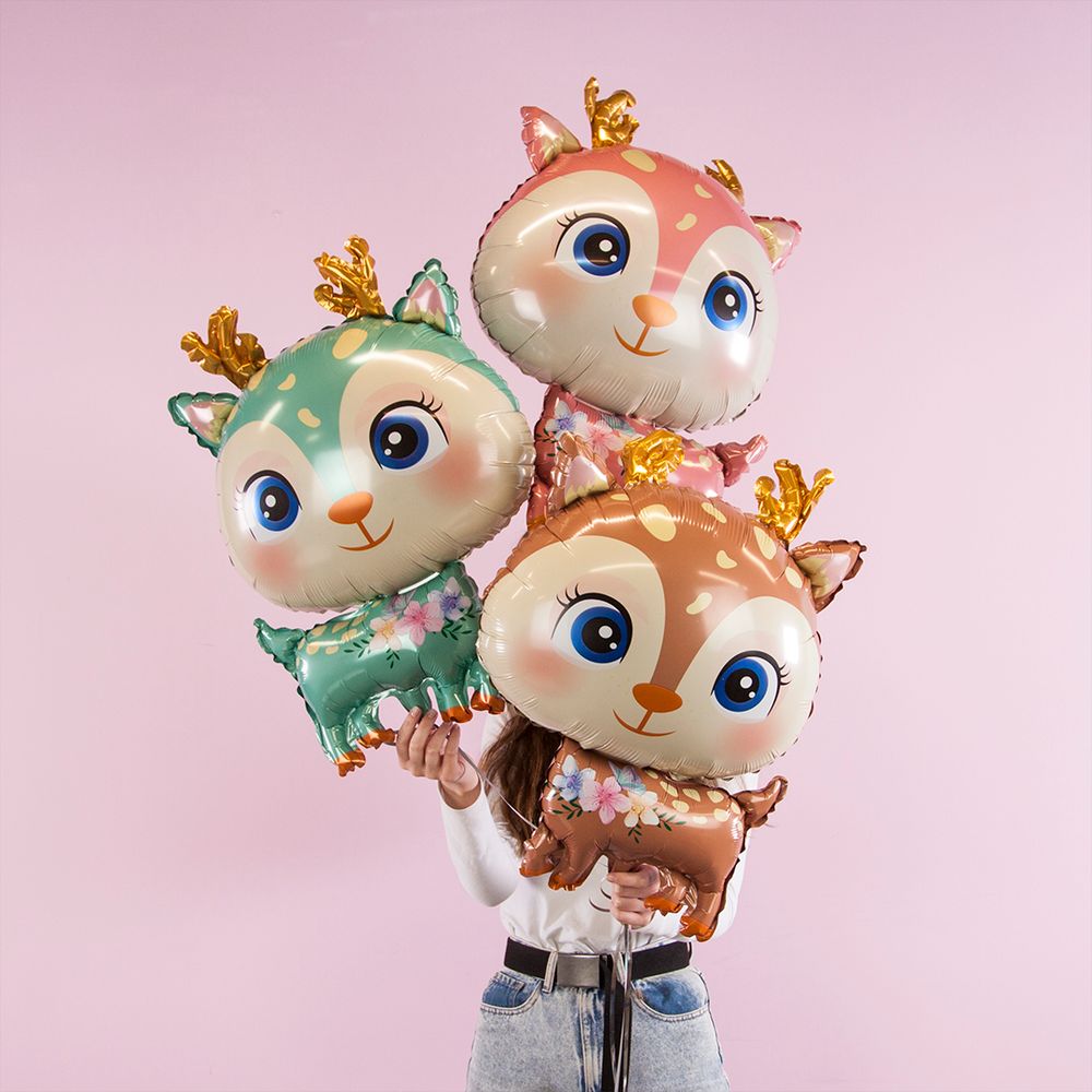 Шар (29''/74 см) Фигура, Олененок, Розовый, 1 шт.