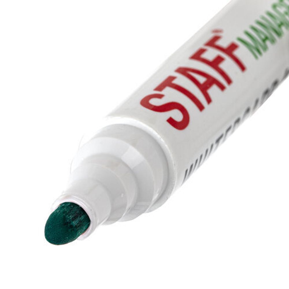 Маркер стираемый для белой доски ЗЕЛЕНЫЙ, STAFF "Manager", 5 мм, с клипом, 151494