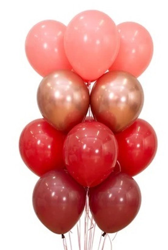 Набор шаров с гелием в розовом и бордовом цветах