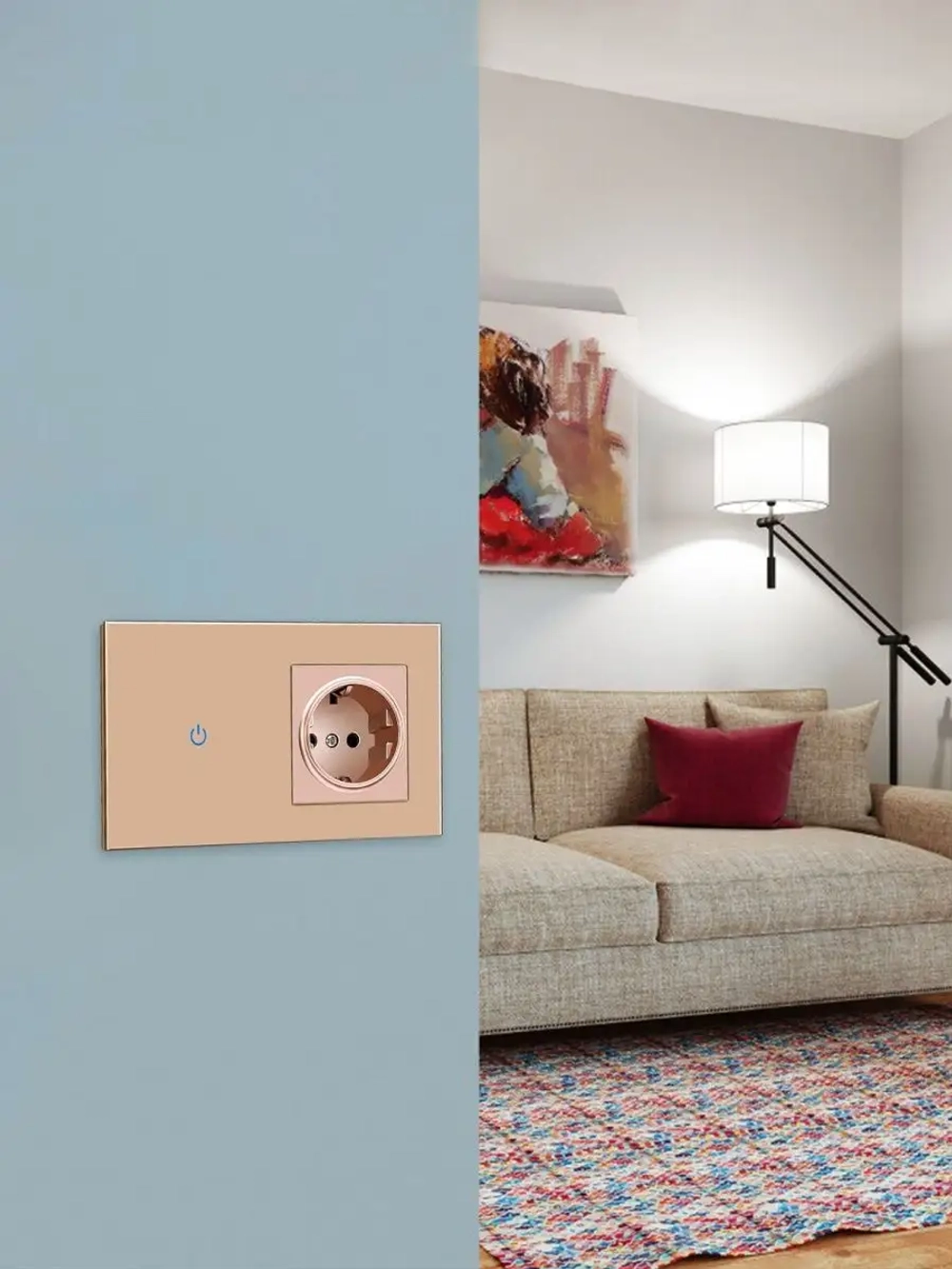 Сенсорный выключатель с розеткой электронный для дома, улицы