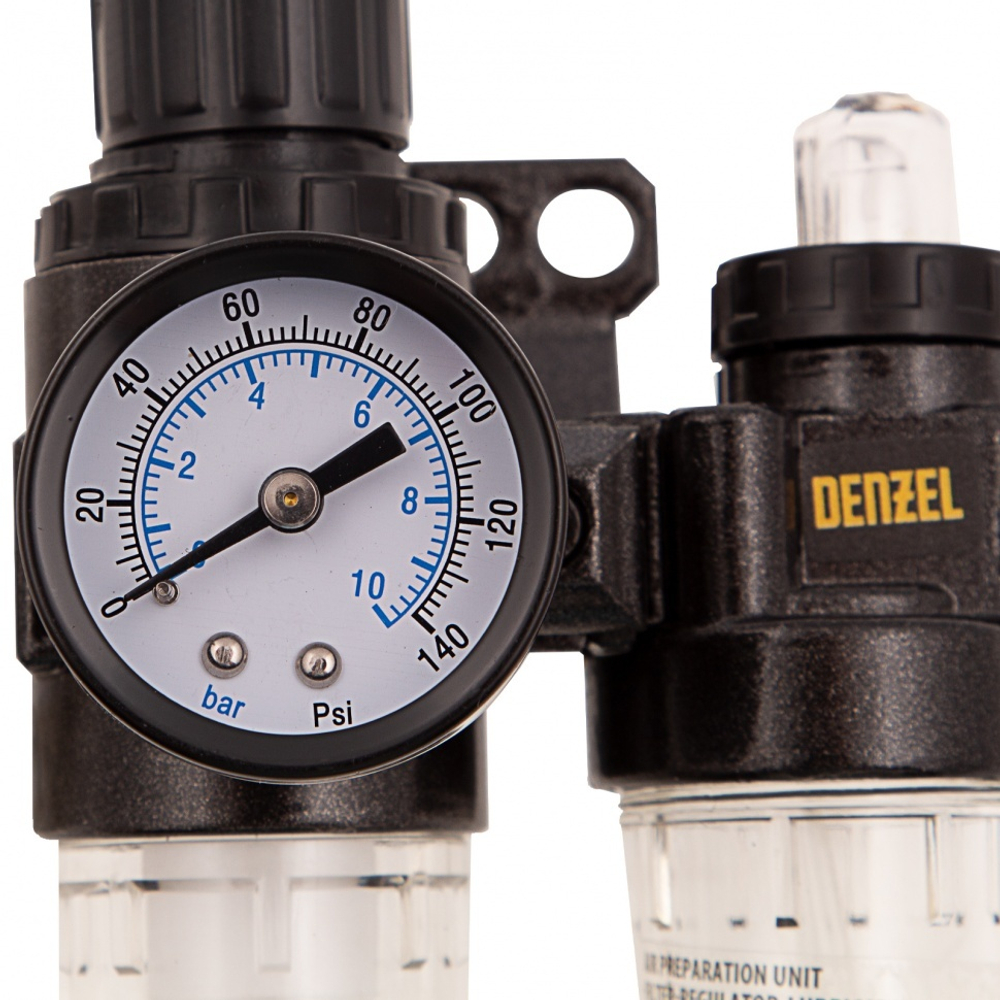 Блок подготовки воздуха регулятор-фильтр-лубрикатор FLR1500, 10 бар, 1500 л/мин, 1/4" Denzel
