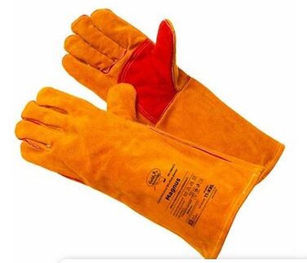 Краги спилковые зеленые длинные Cowsplit Leather Welding Gloves р.11/дл.40см(XXL) Optimal Long