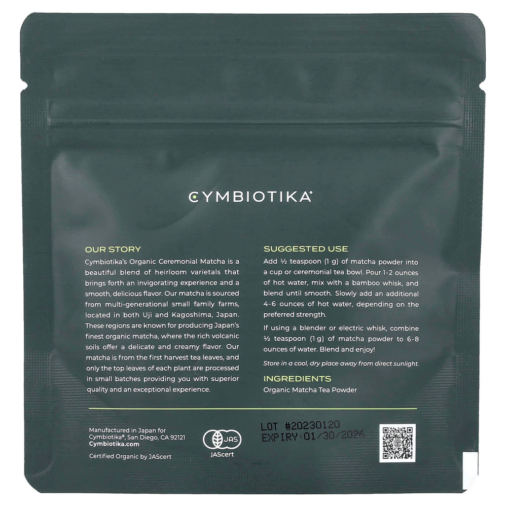 Cymbiotika, Органический матча, 30 г (1,06 унции)