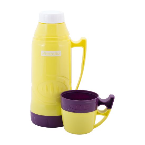Термос 600 мл. со стеклянной колбой Kamille KM 2030 пластиковый, 2 чашки