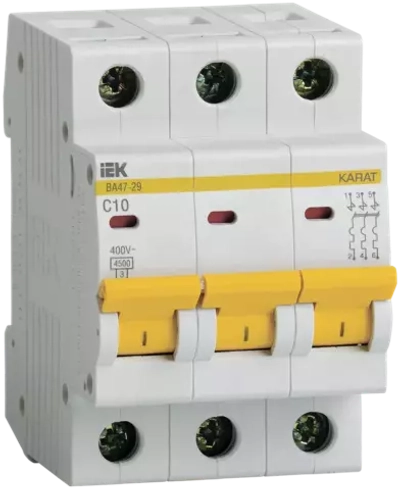 Автоматический выключатель ВА47-29 3P C 10А 4,5кА IEK
