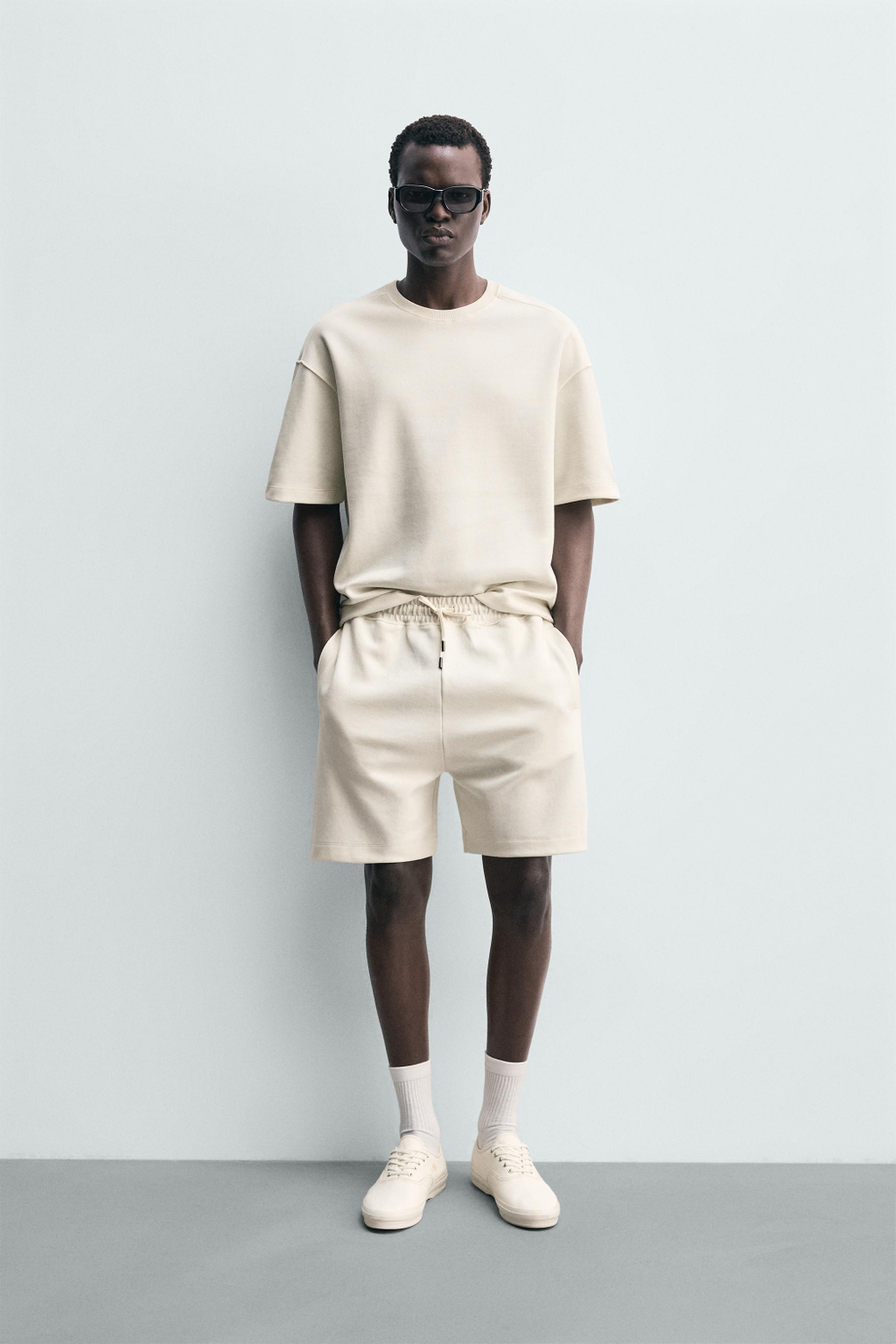 ZARA ТОЛСТОВКА RELAXED FIT ИЗ ИНТЕРЛОКА, ЖЕЛТОВАТО-БЕЛЫЙ