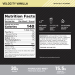 Optimum Nutrition, Platinum Hydro Whey, Velocity Vanilla, 1,6 кг (3,52 фунта)