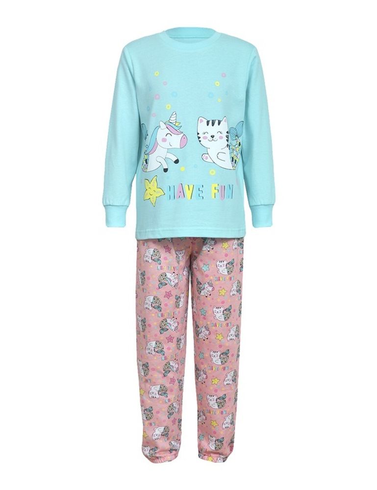 Пижама для девочек розовая с котиками