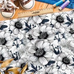 Ткань премиум Оксфорд 600D графическая цветочная иллюстрация