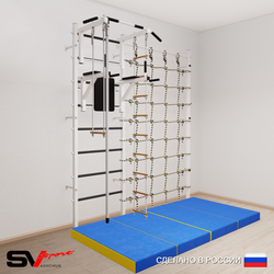 Шведская стенка Sv Sport усиленная 67740 (Турник стандарт/Брусья/Канат/Лестница/Трапеция/Мат 2м/Канатный лаз)