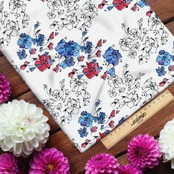 Ткань флис полевые цветочки с контурами