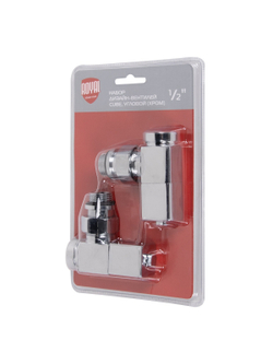 Набор дизайн-вентилей CUBE, угловой (хром) 1/2"